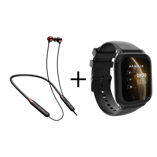 Hammer Sting 3 In-Ear Wireless Bluetooth Neckband Hammer Pulse 5.0 Smartwatch (Combo)