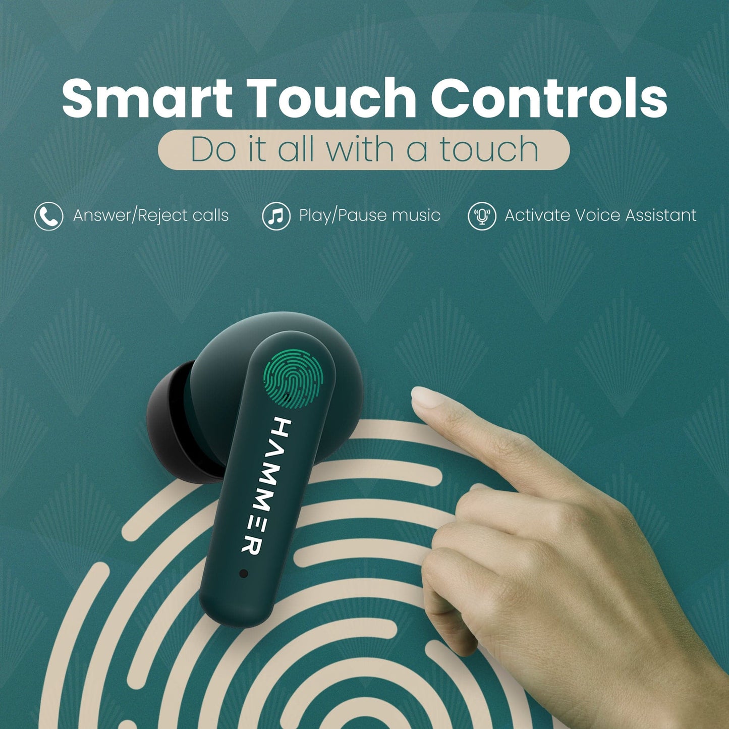 Hammer Airflow Plus TWS Earbuds & Ace 2.0 Bluetooth Smartwatch (Combo)