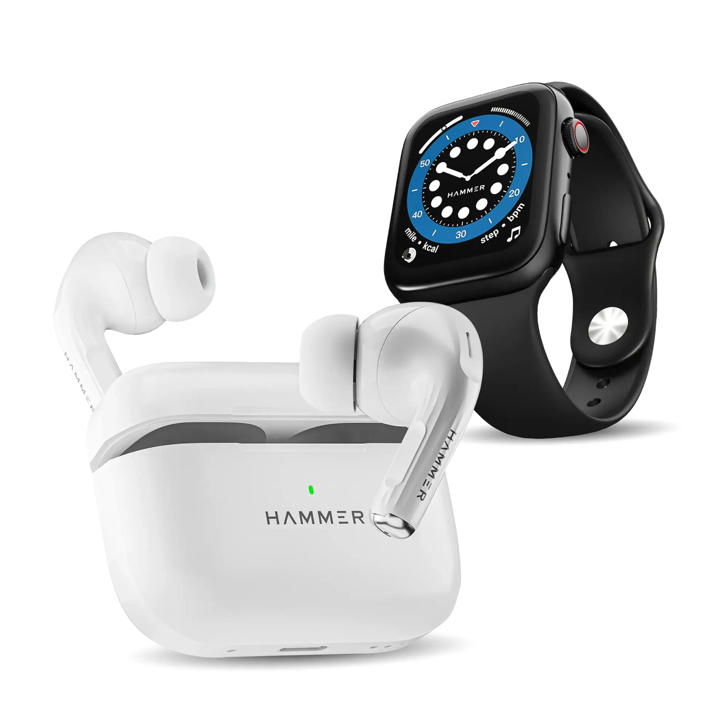 Hammer Aero max Bluetooth Earbuds & Ace 2.0 Smartwatch (Combo)