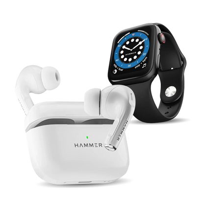 Hammer Aero max Bluetooth Earbuds & Ace 2.0 Smartwatch (Combo)
