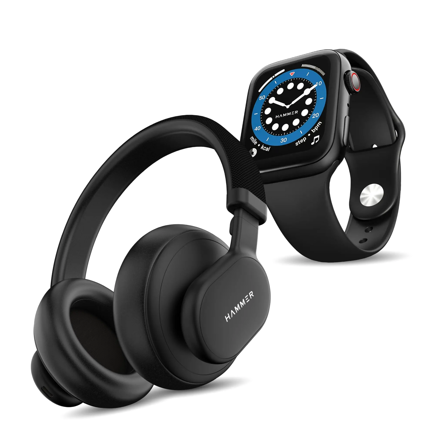 Hammer Bash Max Bluetooth Headphones & Ace 2.0 Smartwatch (Combo)