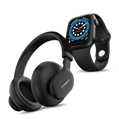 Hammer Bash Max Bluetooth Headphones & Ace 2.0 Smartwatch (Combo)
