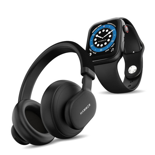Hammer Bash Max Bluetooth Headphones & Ace 2.0 Smartwatch (Combo)
