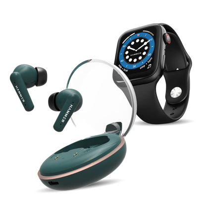 Hammer Airflow Plus TWS Earbuds & Ace 2.0 Bluetooth Smartwatch (Combo)
