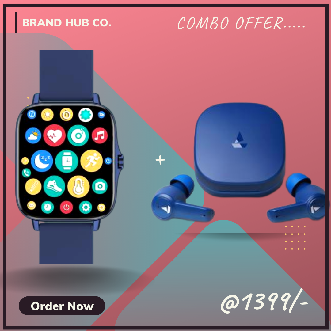 8th Gen. Smartwatch  (Blue Strap, Free) & Airdopes  upto 17.5 Hours Playback and ASAP Charge Bluetooth Headset  (Blue Thunder, True Wireless)