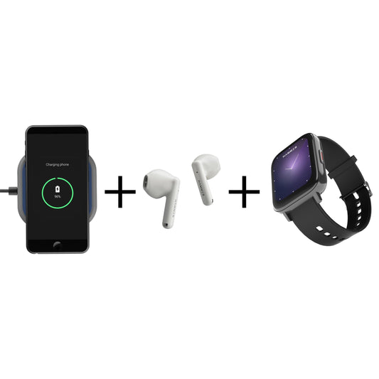 Hammer Pulse 3.0 Smartwatch Hammer KO Pro TWS Hammer Flex Wireless Charger (Combo)