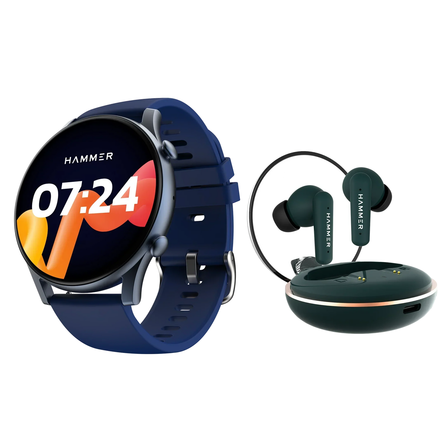 Hammer Glide Bluetooth Calling Smartwatch & Hammer Airflow Plus TWS (Combo)