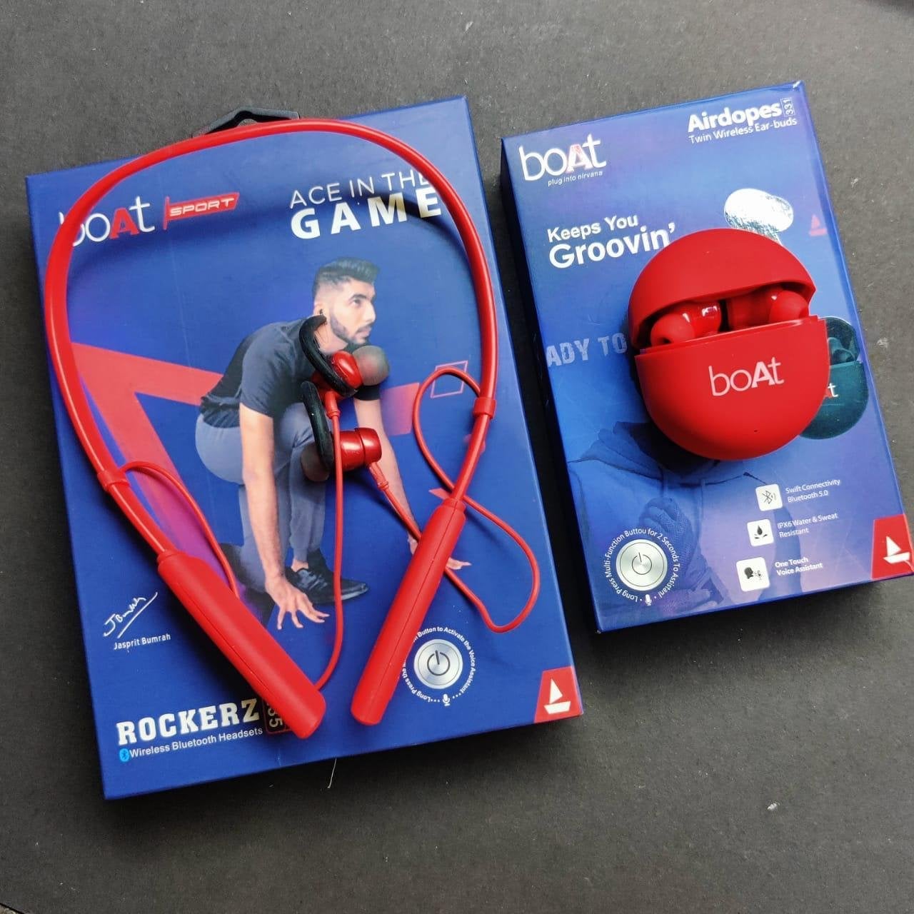 COMBO SET OF 2 { boAt Rockerz 235v2  Neckband & boAt Airdopes 331 True Wireless Earbuds }