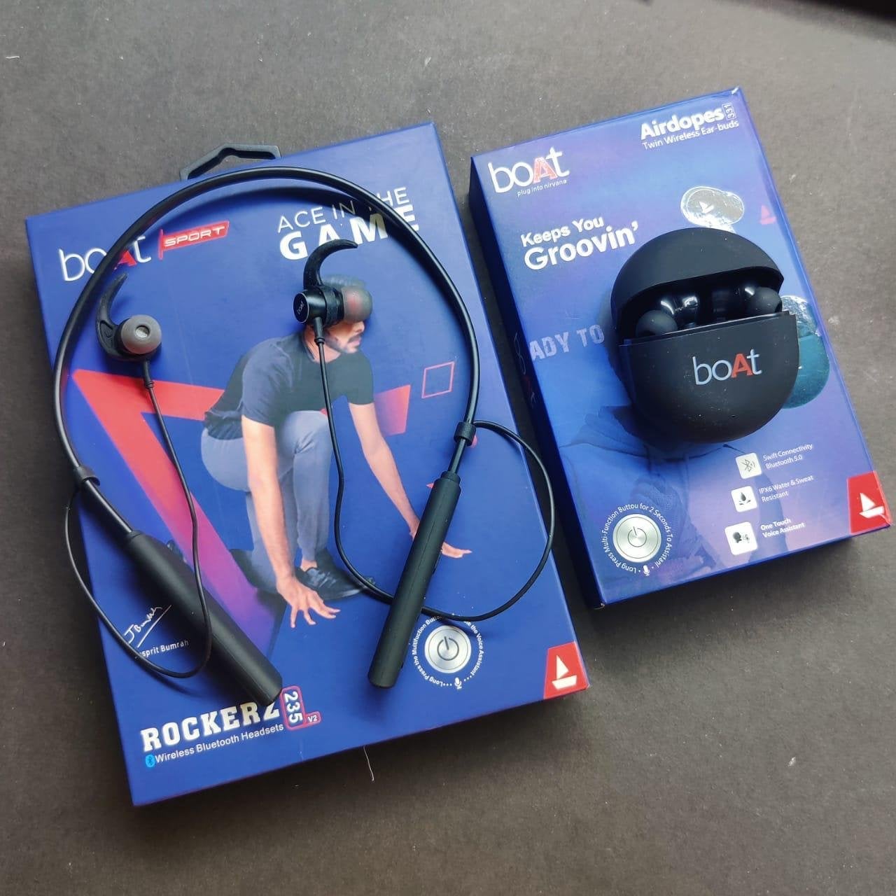 COMBO SET OF 2 { boAt Rockerz 235v2  Neckband & boAt Airdopes 331 True Wireless Earbuds }