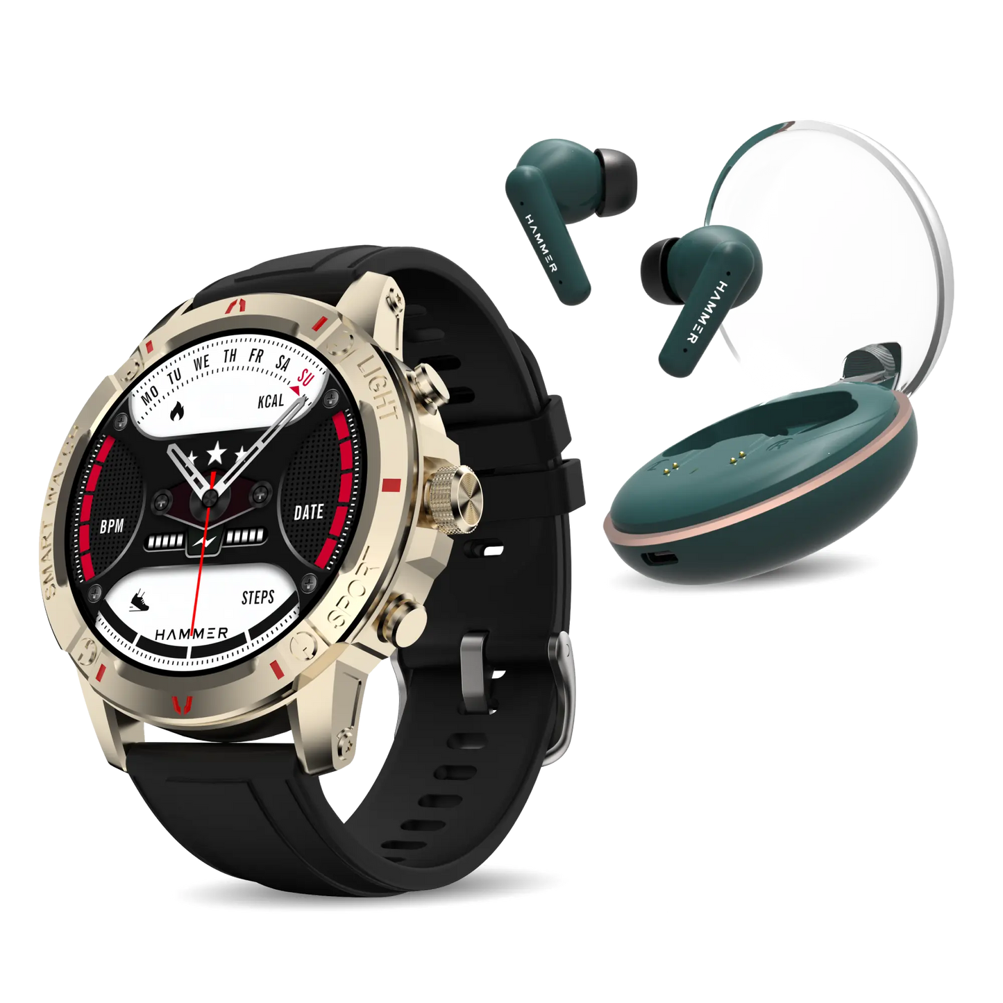 Hammer Luxor Bluetooth Smartwatch & Airflow Plus TWS Earbuds (Combo)