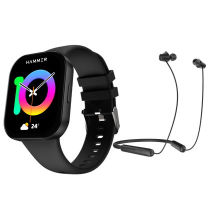 Hammer Robust Bluetooth Calling Smartwatch & Hammer Twist In-Ear Bluetooth Neckband (Combo)