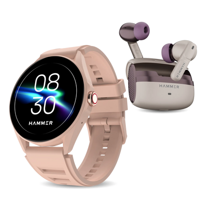 Hammer Cyclone Round dial smart watch & Stellar TWS Earbuds (Combo)