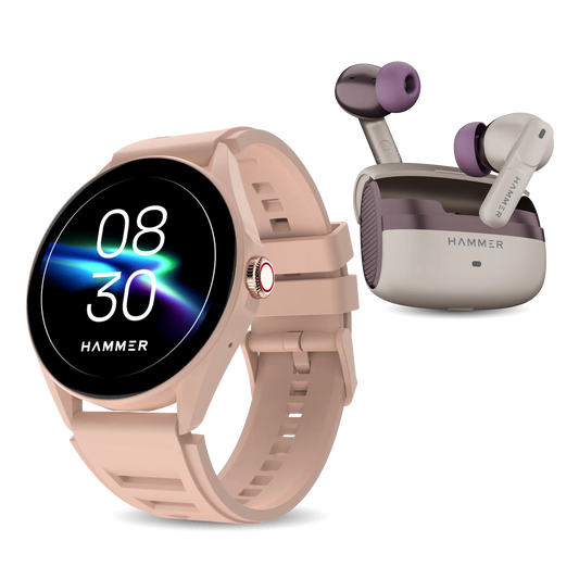 Hammer Cyclone Round dial smart watch & Stellar TWS Earbuds (Combo)
