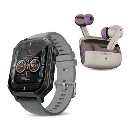 Hammer Conquer Bluetooth Smartwatch & Stellar TWS Earbuds (Combo)