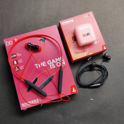 boAt Rockerz 205 Pro+ Bluetooth Neckband & boAt Airdopes 131 True Wireless Earbuds with free earphones { COMBO OF -3 }