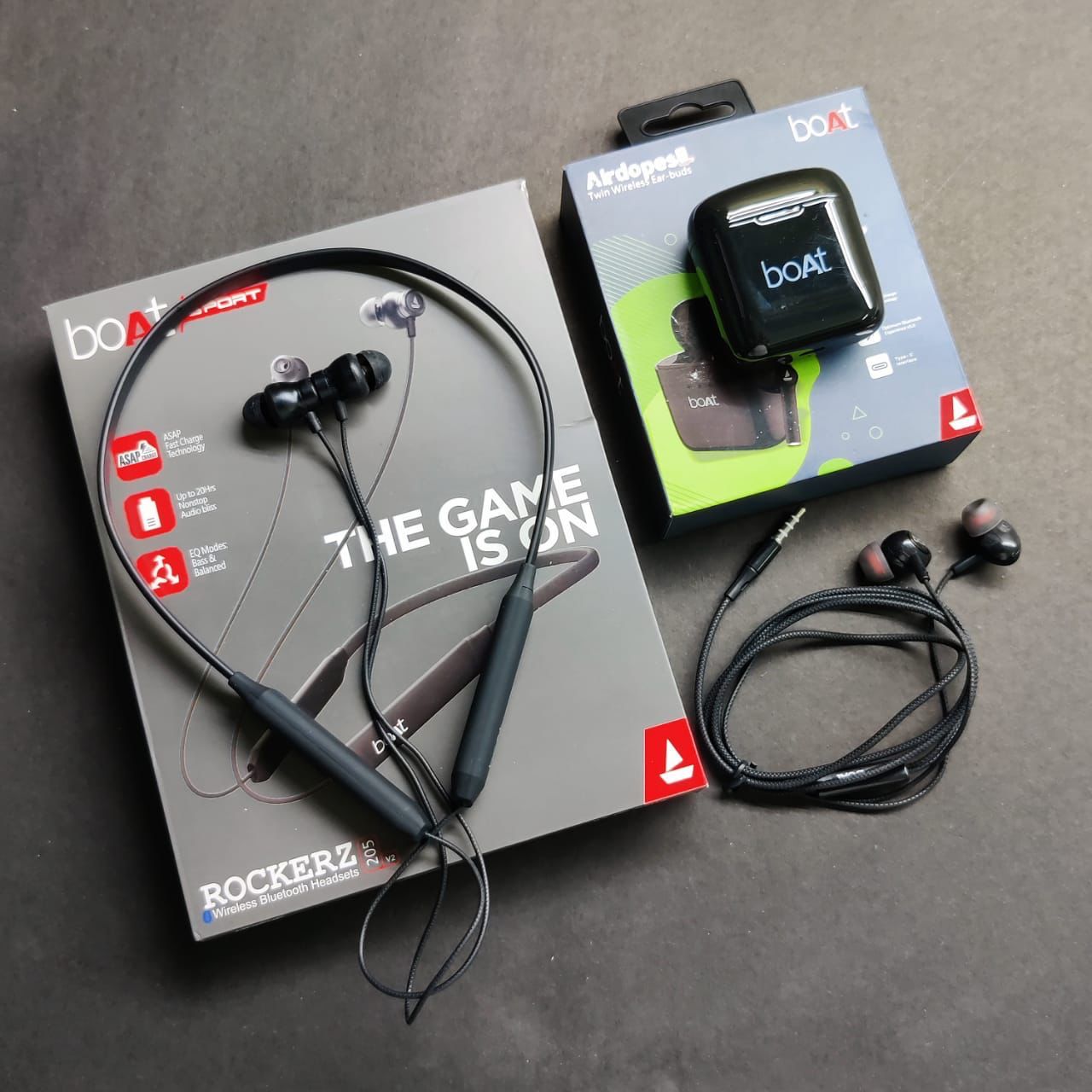 boAt Rockerz 205 Pro+ Bluetooth Neckband & boAt Airdopes 131 True Wireless Earbuds with free earphones { COMBO OF -3 }