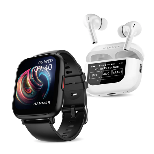 Hammer Fit+ Bluetooth Smart Watch & Screen TWS Earbuds (Combo)
