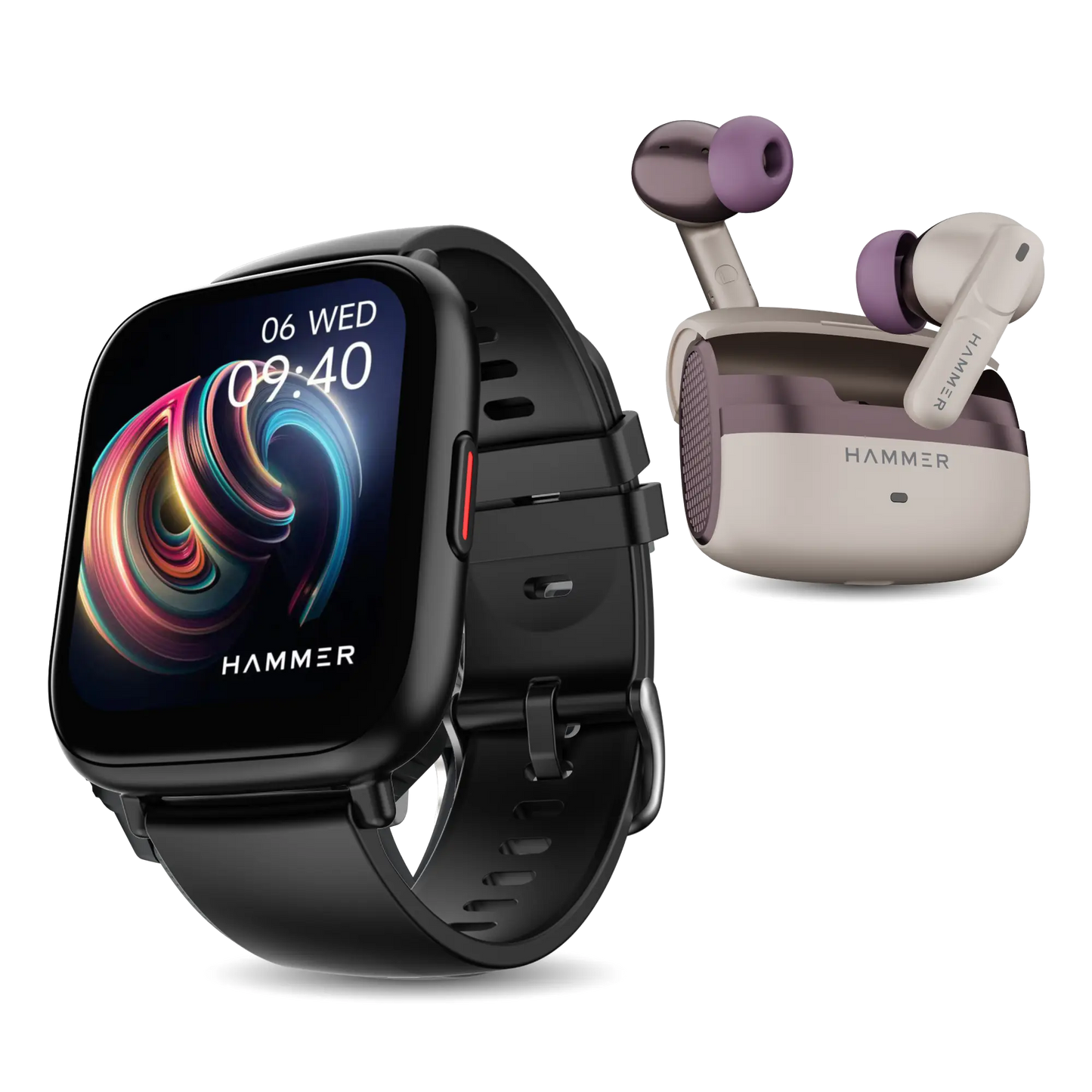 Hammer Fit+ Bluetooth Smart Watch & Stellar TWS Earbuds (Combo)