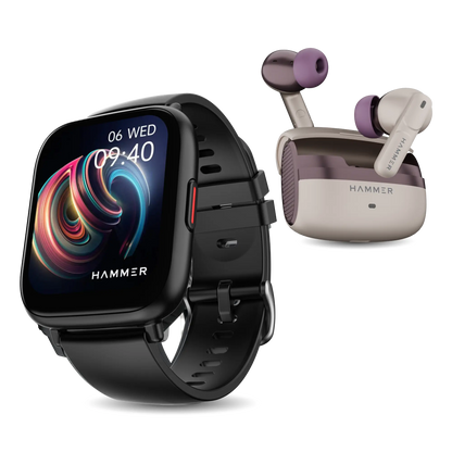 Hammer Fit+ Bluetooth Smart Watch & Stellar TWS Earbuds (Combo)