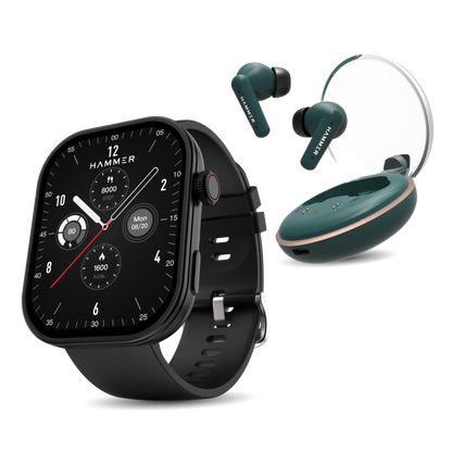 Hammer Tussle Bluetooth Smartwatch & Airflow Plus Earbuds (Combo)
