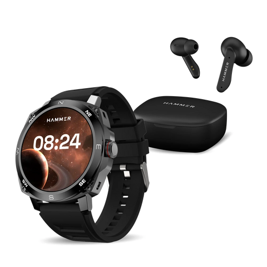 Hammer Fit Pro Bluetooth Smart Watch & Soliltude TWS Earbuds (Combo)