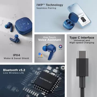 8th Gen. Smartwatch  (Blue Strap, Free) & Airdopes  upto 17.5 Hours Playback and ASAP Charge Bluetooth Headset  (Blue Thunder, True Wireless)