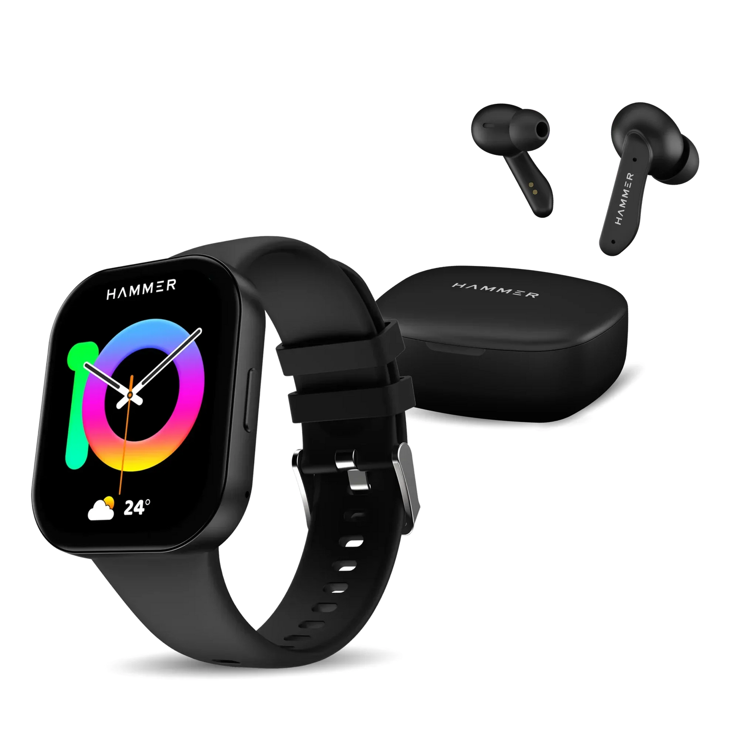 Hammer Robust Smartwatch & Solitude Bluetooth Earbuds (Combo)